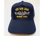 USS San Juan SSN-751 Mesh Snapback Cap Hat Navy Blue Boat Submarine Ship - £11.82 GBP