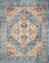HomeRoots 385552 7 x 10 ft. Ivory &amp; Light Blue Distressed Area Rug - £185.51 GBP