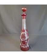 Egermann Bohemian RUBY CUT TO CLEAR 15&quot; Decanter Der Stag Church Buildin... - $155.69 CAD