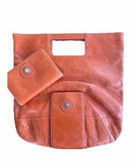 LAMARTHE Paris Leather Handbag/Folding Clutch W/Zip Wallet Orange 2 Pieces - $637.11 MXN