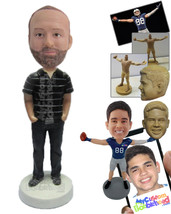 Personalized Bobblehead Bearded Dude In Polo With Hands In His Pocket - Leisure  - £72.11 GBP