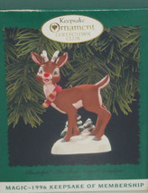 Hallmark Ornament Rudolph Red nosed Reindeer Collectors Club Lights up 1996 - £31.59 GBP