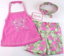 NWT Nannette Girls 3 Pc Embroidered Butterfly Halter Top Play Set Outfit, 12M - £6.45 GBP