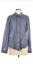Maurices Cotton Sz Medium Blue Dot Star Chambray Shirt Long Sleeve Butto... - £16.19 GBP