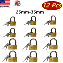 12 Pcs Small Metal Padlock 25mm-35mm Mini Brass Lock With Different Keys - £11.68 GBP