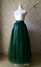 Dark Green 4-Layered Tulle Skirt Women Plus Size Puffy Tulle Maxi Skirt Outfit image 2