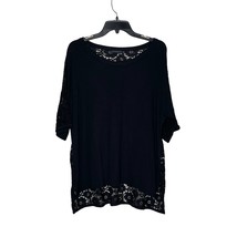 Nally &amp; Millie Blouse Top One Size Black With Lace Back Stretch Womens  - £15.56 GBP