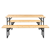 3PC Picnic Table Bench Combo Set, Folding Wood  - $216.00