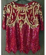 Dressy Long Blouse Top Silk Sequin Lined Bollywood Party Holiday Christm... - $70.13