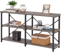 Bon Augure Rustic Console Table Behind Sofa, Industrial, 55 Inch, Dark Grey Oak - £155.86 GBP