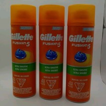 *3* GILLETTE Fusion 5 Ultra Sensitive Moisturizing Shave Gel Lot Set 7 o... - $21.77