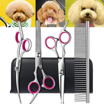 Pet Dog Grooming Scissors Stainless Straight Curved Thinning Shears Trim... - £23.58 GBP
