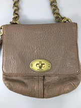 Fossil Taupe Beige Pebbled Leather Shoulder Bag Handbag Purse Brass Key ... - £45.03 GBP