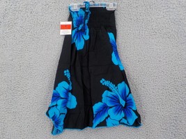 Favant Girls Butterfly Dress SZ 4 Black W Blue Hibiscus Elastic Front Bo... - $14.99