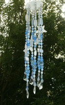 Hanging Lt.Blue Wind CHIME/MOBILE/SUN CATCHER-HAND Crafted Druzy Stones+Crystals - £27.37 GBP