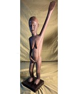 Old Vintage Hand Carved Wood African Art Nude Woman Carving Statue Triba... - $113.75