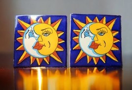 Talavera Ceramic Tiles Celestial Sun and Moon Ying Yang  4x4 Glossy  Lot of 2 - £27.68 GBP