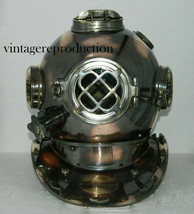 Antique Copper Divers Diving Helmet Vintage US Navy Mark V Deep Boston Helmet - £151.89 GBP