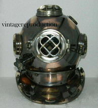 Antique Copper Divers Diving Helmet Vintage US Navy Mark V Deep Boston Helmet - $189.43