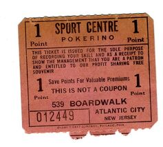 Sport Centre POKERINO Coupon 539 Boardwalk Atlantic City 1950's - $24.72