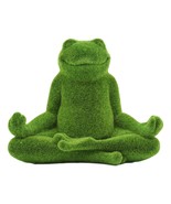 Whimsical Meditating Yoga Frog Garden Statue In Flocked Artificial Moss ... - $38.40 CAD
