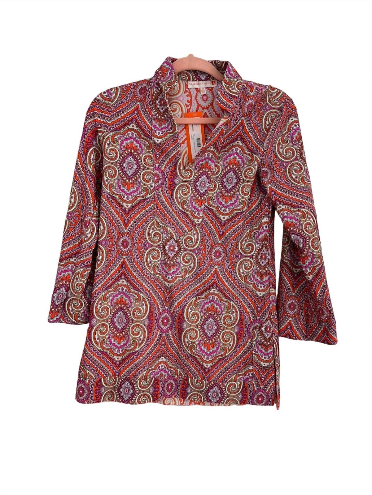 Jude Connally Chris Tunic Top Paisley Medallion Hot Pink - $52.00