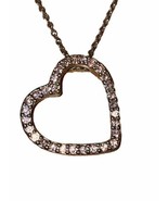 Monet? Pink Rhinestone Heart Pendant Necklace Silver Tone Metal - $13.00