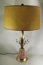 MCM Table Lamp CONFETTI Pottery &amp; Brass SPUTNIK Orig. Fiberglass Drum Shade - $75.62