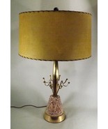 MCM Table Lamp CONFETTI Pottery &amp; Brass SPUTNIK Orig. Fiberglass Drum Shade - £59.92 GBP