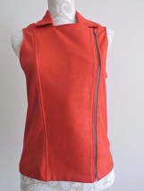 Krisa Zip Up Sleeveless Tank in Red Shirt Front Zipper Womens Top Size M... - $34.99