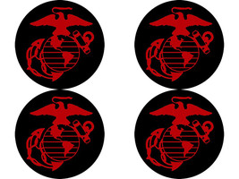USMC - United States Marine Corps  - Set of 4 Metal Stickers for Wheel Center C - £19.90 GBP+