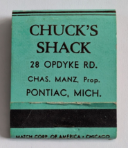 CHUCK&#39;S SHACK PONTIAC MICHIGAN USA TELEVISION BEER LIQUORS WINES FOOD MA... - $17.80 CAD