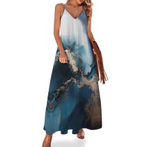 Mondxflaur Marble Summer Dresses for Women V-neck Spaghetti Strap Dress - $32.99
