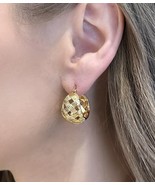 14k yellow gold braided hoop earrings, basket weaving earrings, gold earrings - $950.00