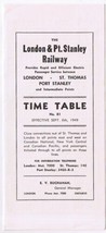 London &amp; Port Stanley Railway Time Table 1949 - $7.29