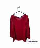 Calvin Klein Velvet Top Plus Women&#39;s 2X Red 3/4 Sleeve - $951.97 MXN
