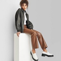 Women&#39;s Mid-Rise Faux Leather Flare Pants - Wild Fable Brown 10 - £21.08 GBP