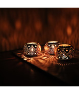 Set of 3 Moroccan Candle holders, Handmade Brass Morrocan Tealight Holder - $55.00