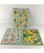 Milton Bradley 25pc Tray Puzzles Moms Babies What Letter Am I Sport Vint... - $47.21 CAD