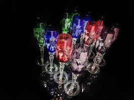 ajka marsala crystal colored champagne flutes 9" Tall set of 12 glasses image 7