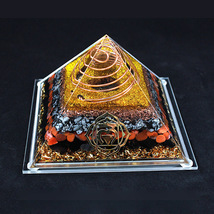Natural Orgonite Pyramid Reiki Amethyst Energy Healing Chakra Meditation... - $49.99