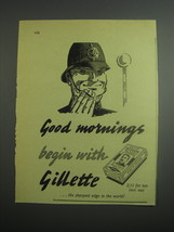 1948 Gillette Razor Blades Ad - Policeman - $18.49