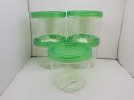 5 Pack Stack &amp; Twist Cap Food Storage Containers with Green Lid 12 Oz Reusable - £12.78 GBP