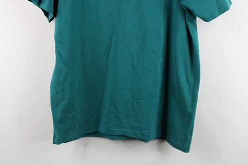 Vtg 90s Hanes Mens Medium Faded Blank Short Sleeve V-Neck T-Shirt Green Cotton Item image 11