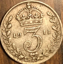 1911 UK GB GREAT BRITAIN SILVER THREEPENCE COIN - £5.57 GBP