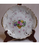 Vintage Bristol Garden Plate By L &amp; M Flowers &amp; Gold Trim Rare Colorful ... - $111.19 MXN
