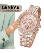 &quot;GENEVA&quot; Waterproof Women Luxury Classic Stainless Steel Crystal Quartz ... - $1,040.91 MXN