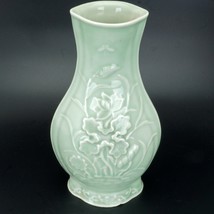Chinese Republic Era Celadon Molded Vase with Lotus motif - £100.62 GBP