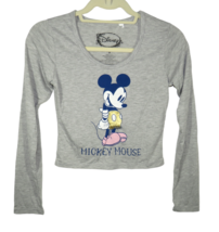 Disney Women&#39;s Size Small Mickey Mouse Cropped Long Sleeve Tee - £7.81 GBP