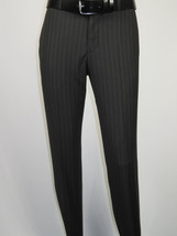 Men Suit BERLUSCONI Italian Wool 180's Pin Stripe One Button Peak UGS95-4 Black image 9